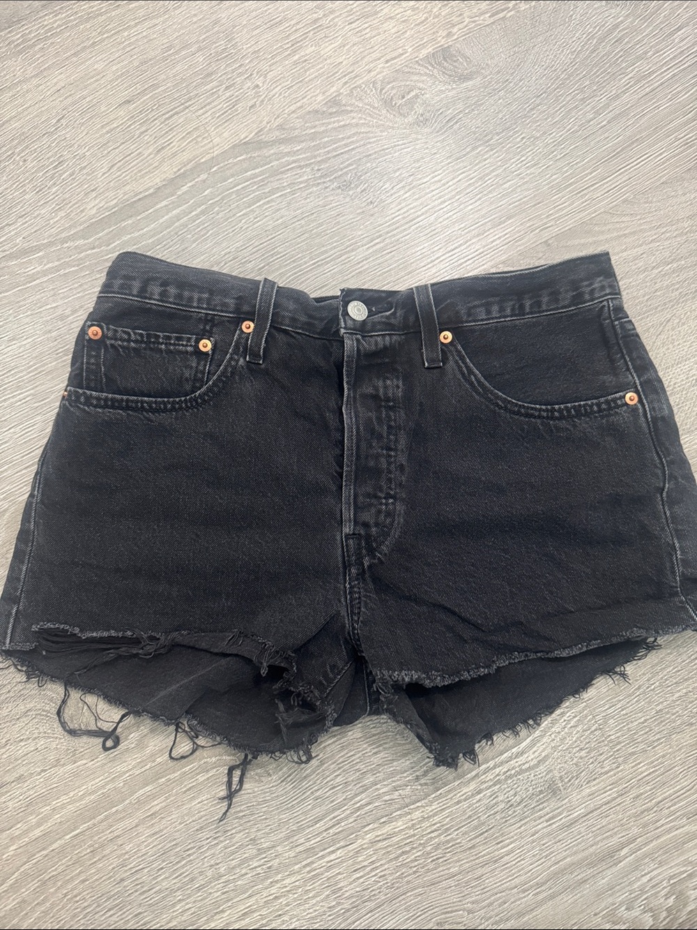 Levi’s High-Rise Black Denim Cutoff Shorts